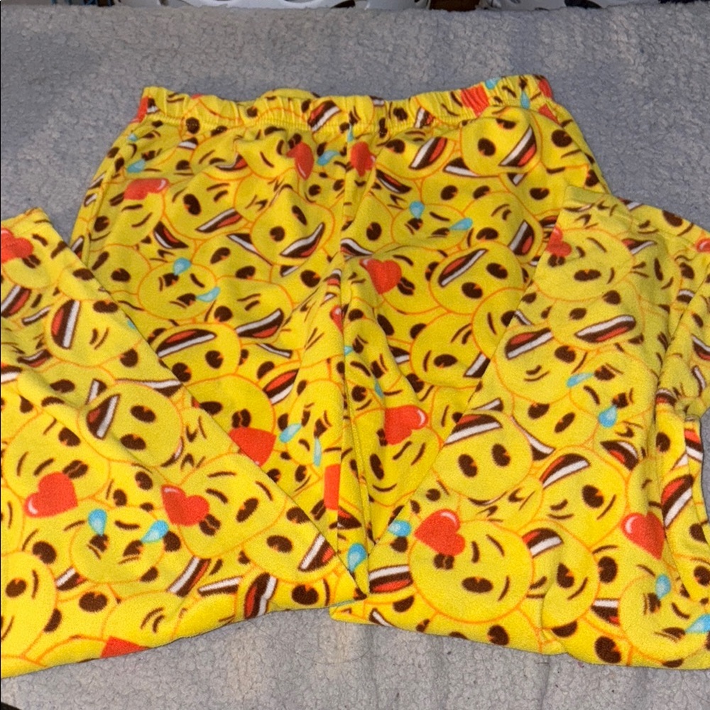 Emoji Print Kids Pajama Bottoms - Yellow